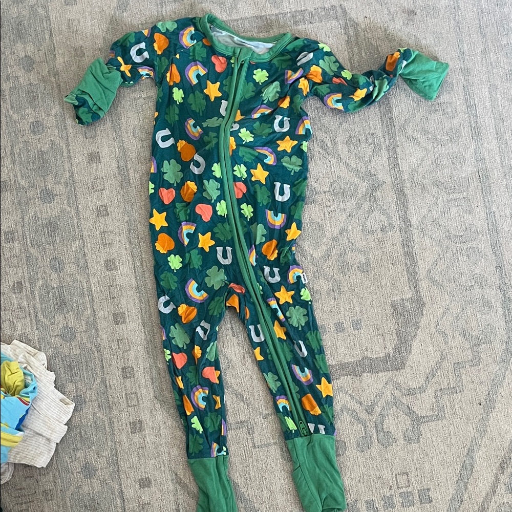 Little Sleepies Green Patterned Footie